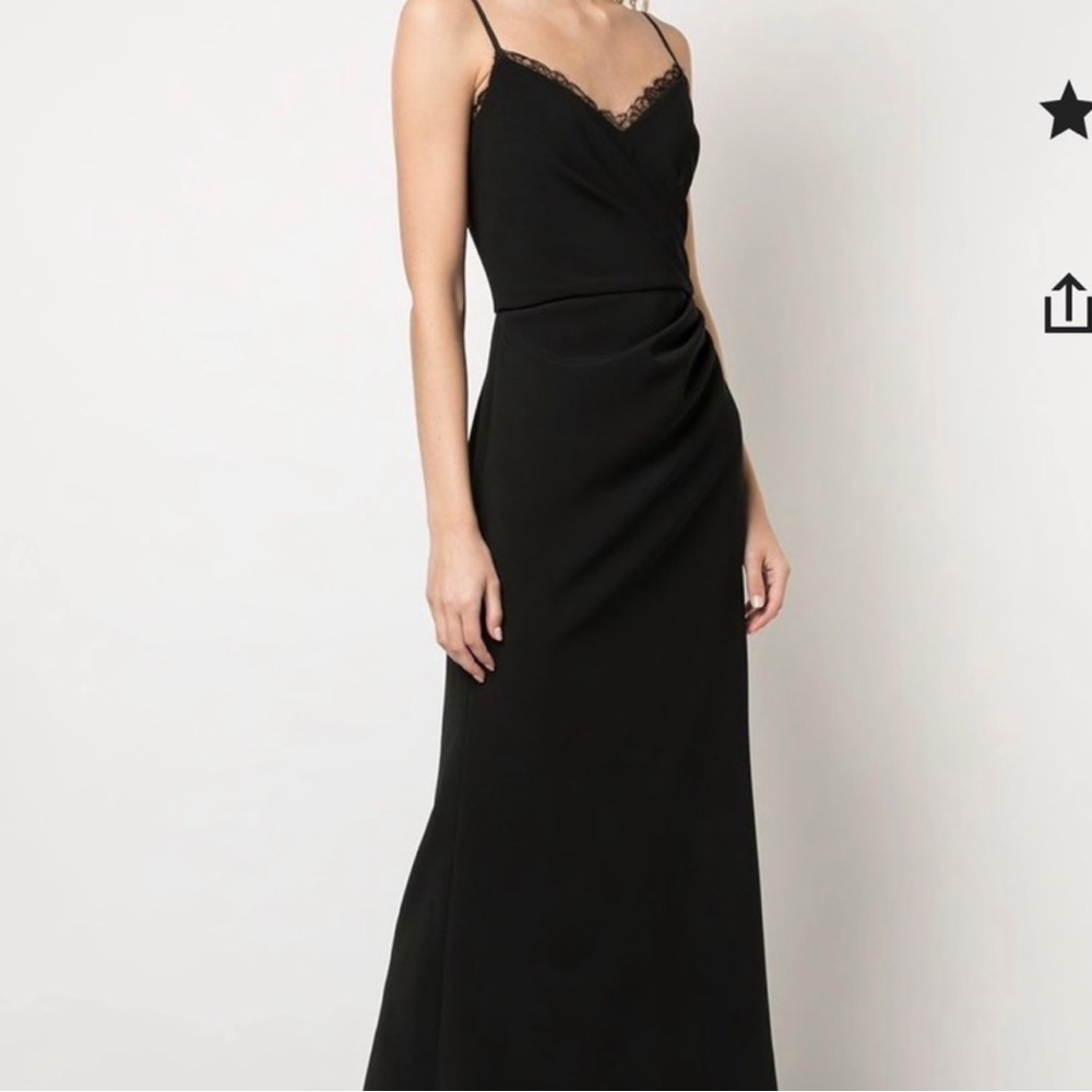 Marchesa Black Lace-Trim Maxi Dress